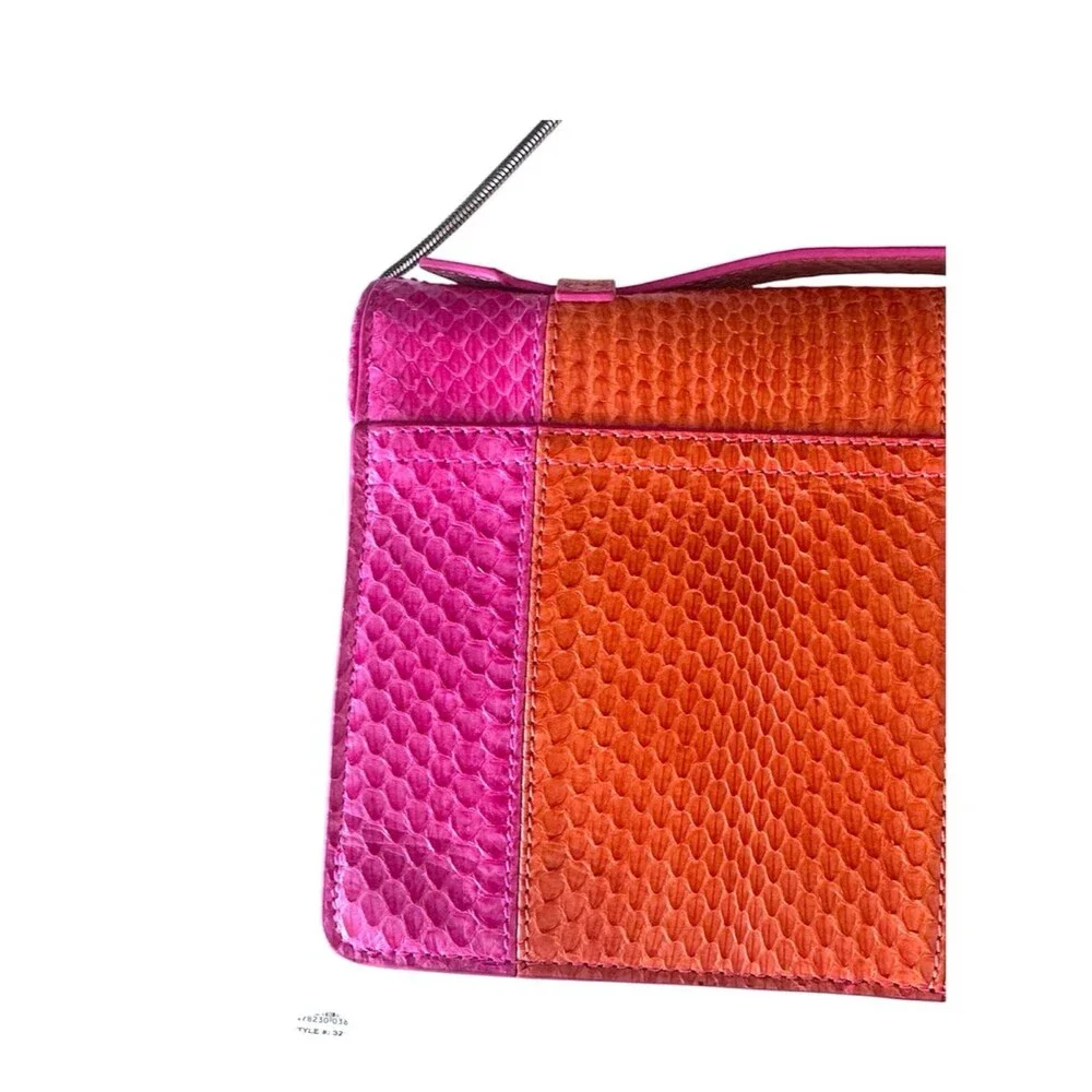 MONIKA CHIANG NWT Colorblock Embossed Leather Clutch  Bag Pink Orange Purse Y2K